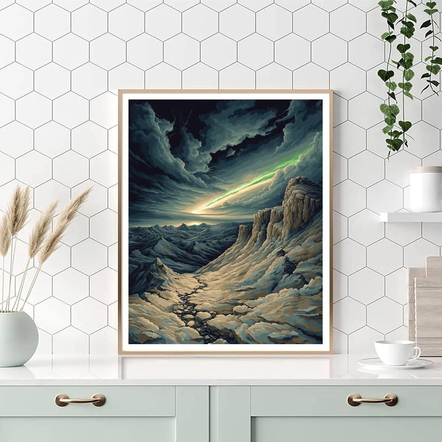 Francisco Goya Inspired Rift Valley Under A Bruised Aurora Paint by numbers kits