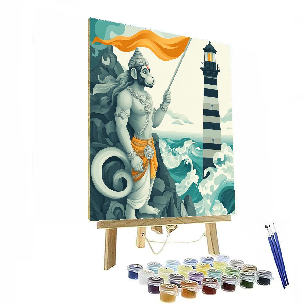 Hanuman Lighthouse Blessing On Stormy Cliffs Paint by numbers art