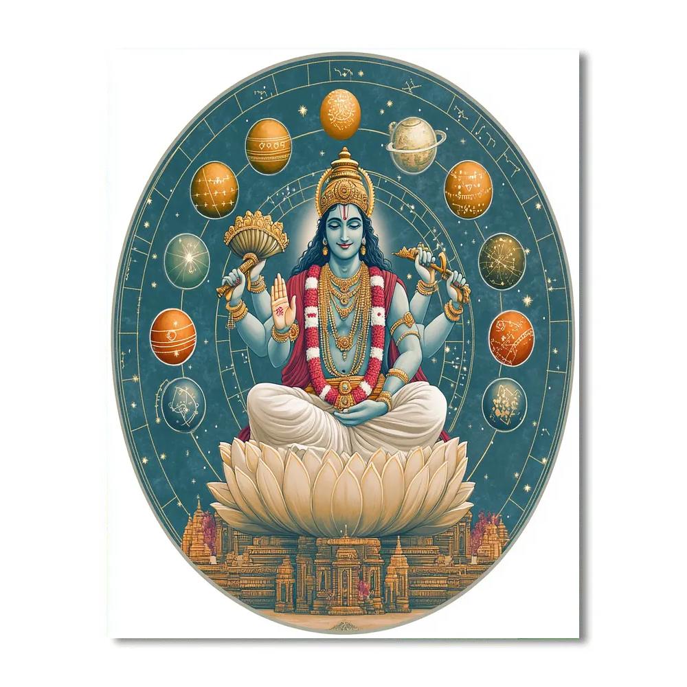 Vishnu Hosting The Harmony Of The Nine Planets paint by number