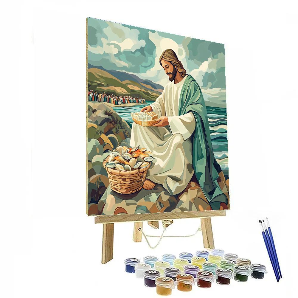 Jesus Bread And Fish Patterned Shoreline Number painting