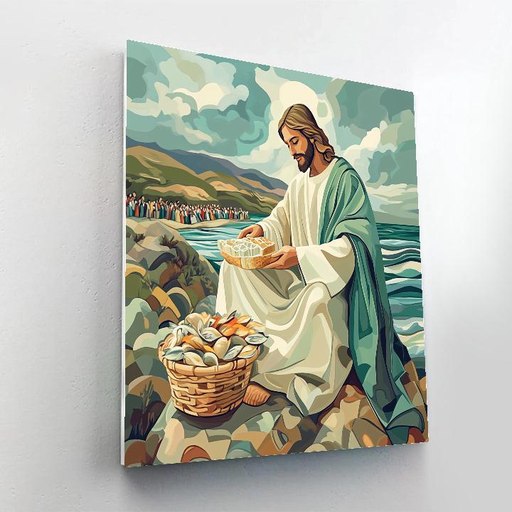Jesus Bread And Fish Patterned Shoreline Number painting