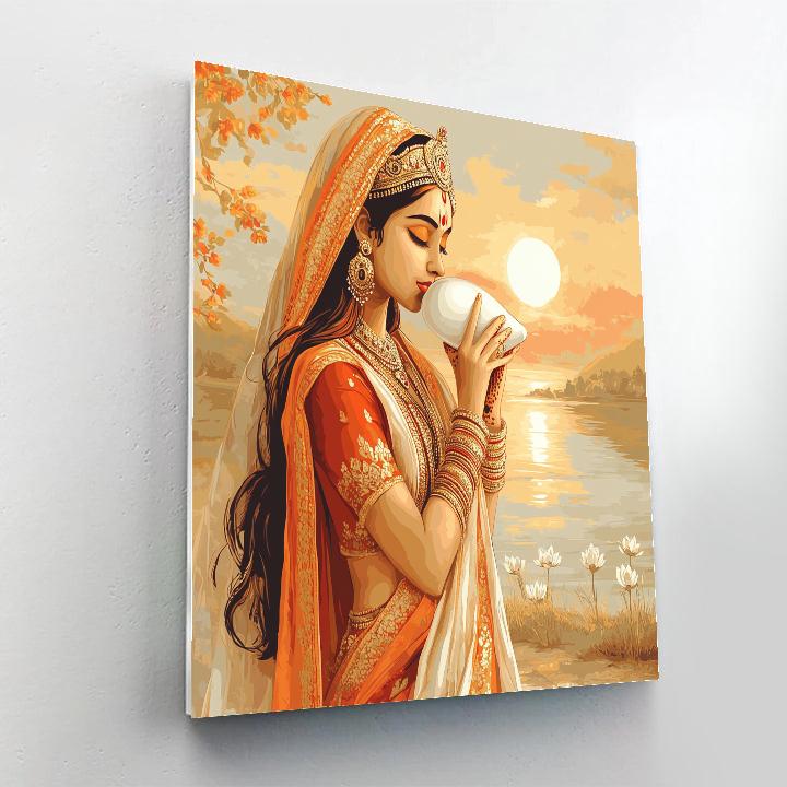 Parvati Sunrise Conch Offering Numbered painting kits