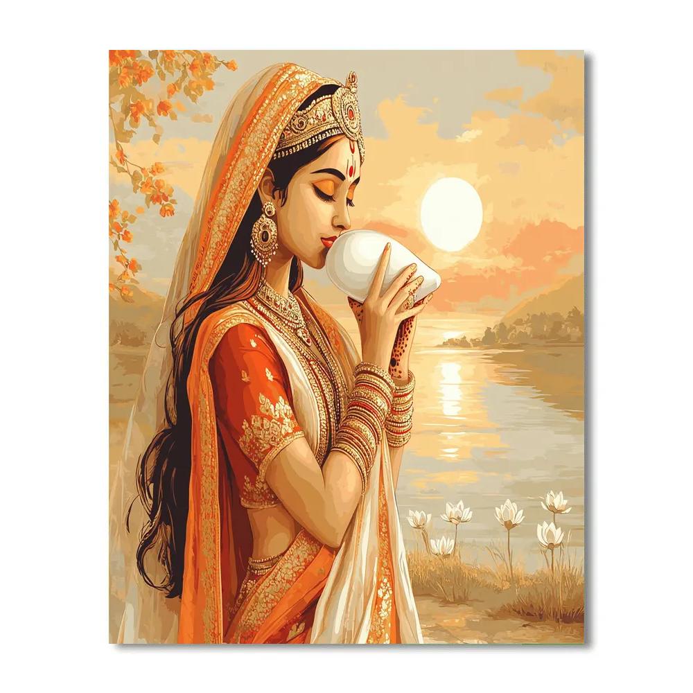 Parvati Sunrise Conch Offering Numbered painting kits