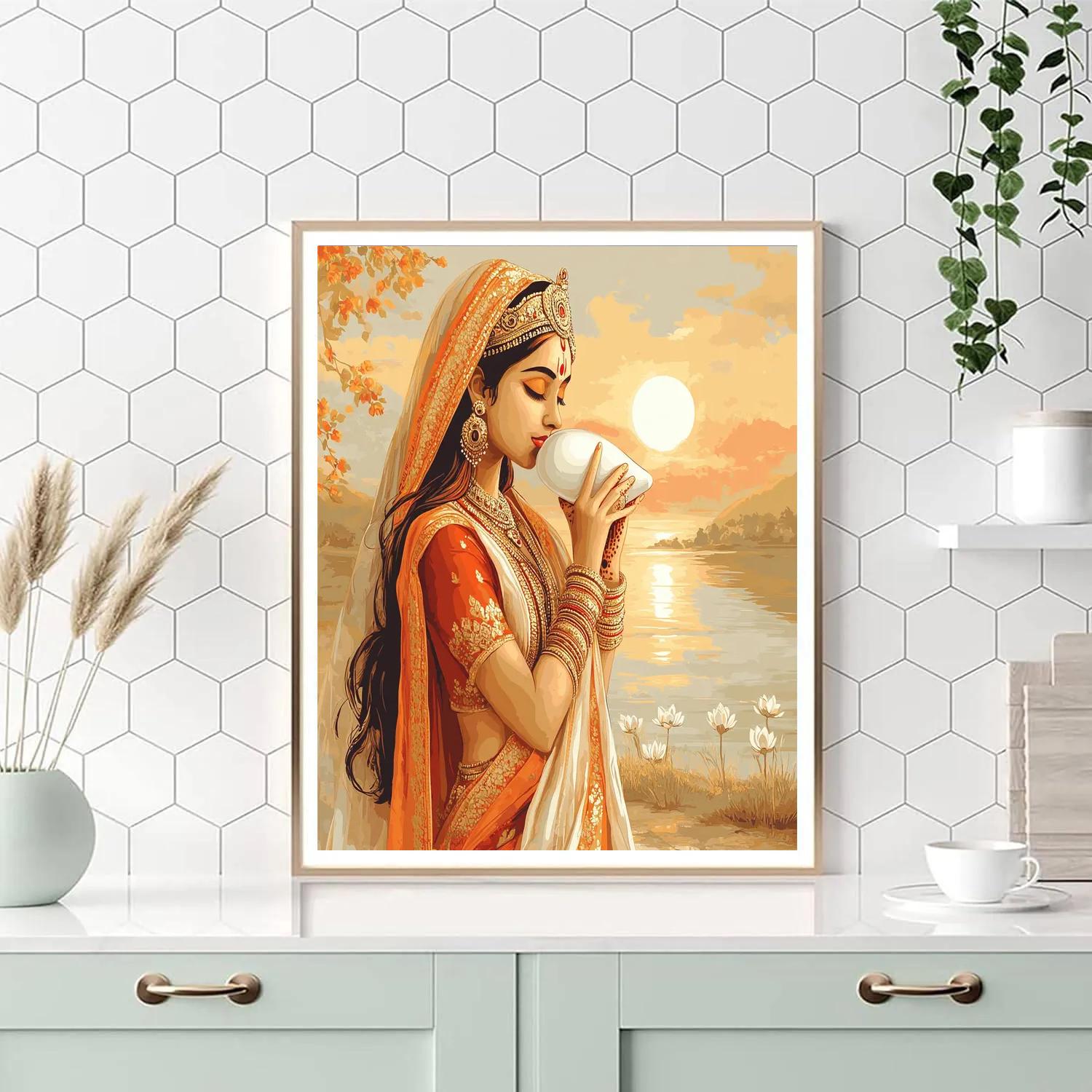 Parvati Sunrise Conch Offering Numbered painting kits