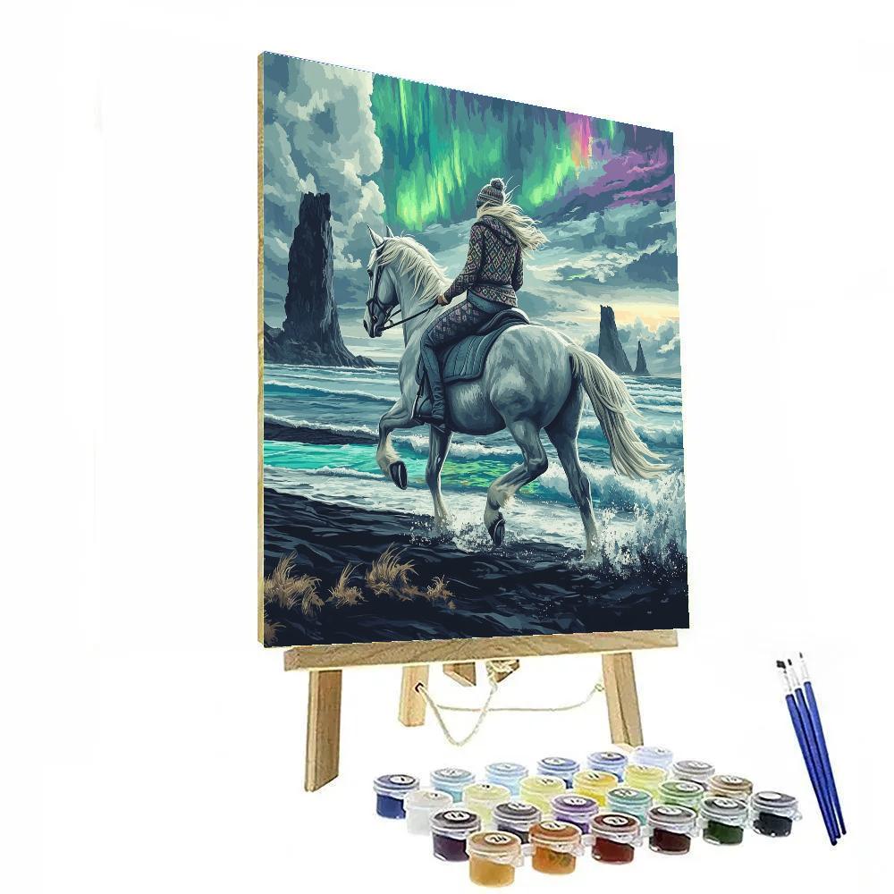 Tolt Under Aurora With Horse Silhouette painting number kit