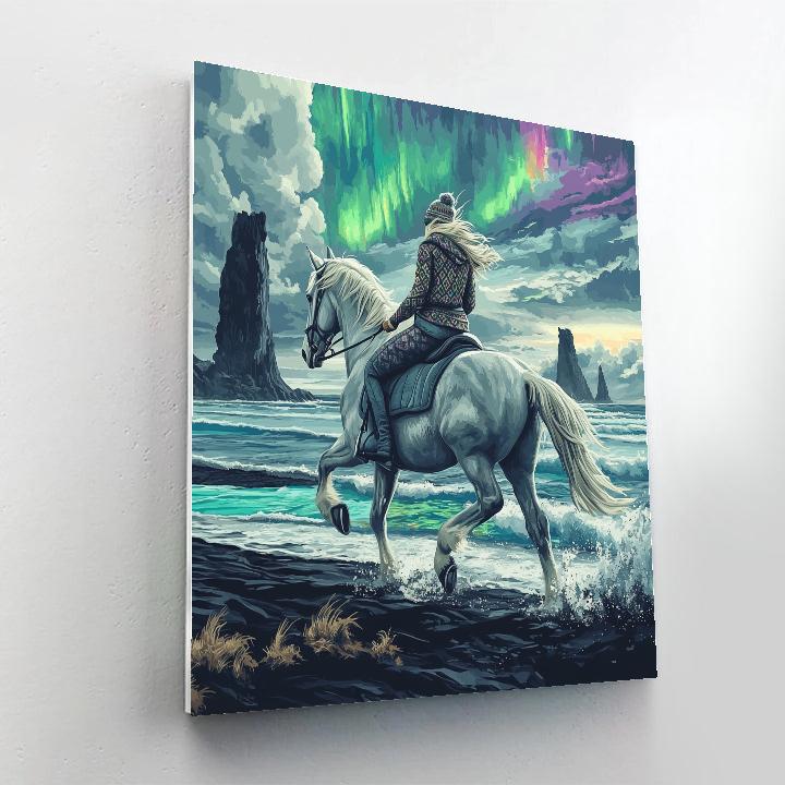 Tolt Under Aurora With Horse Silhouette painting number kit