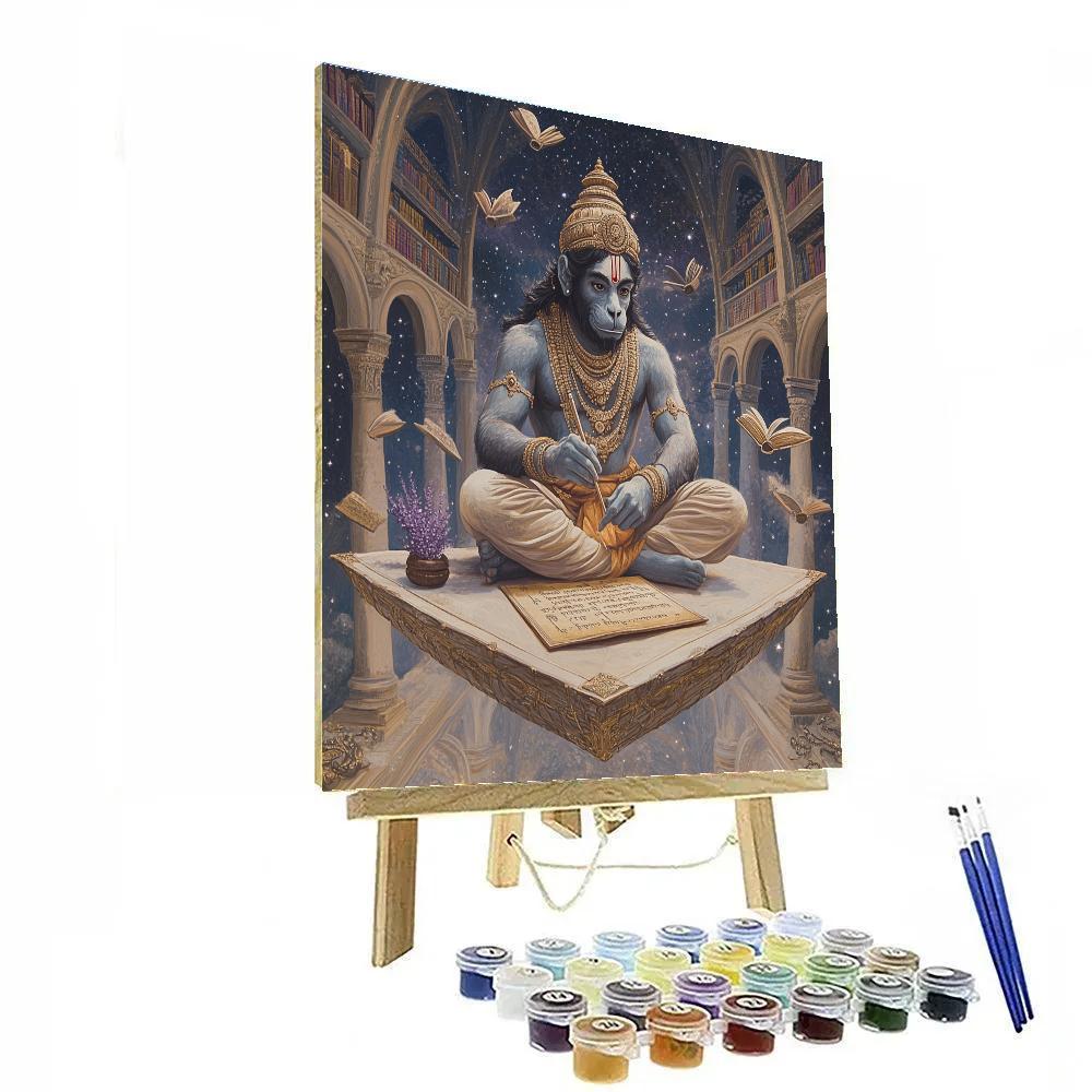 Hanuman Script Scholar In A Floating Library Painting by numbers kit