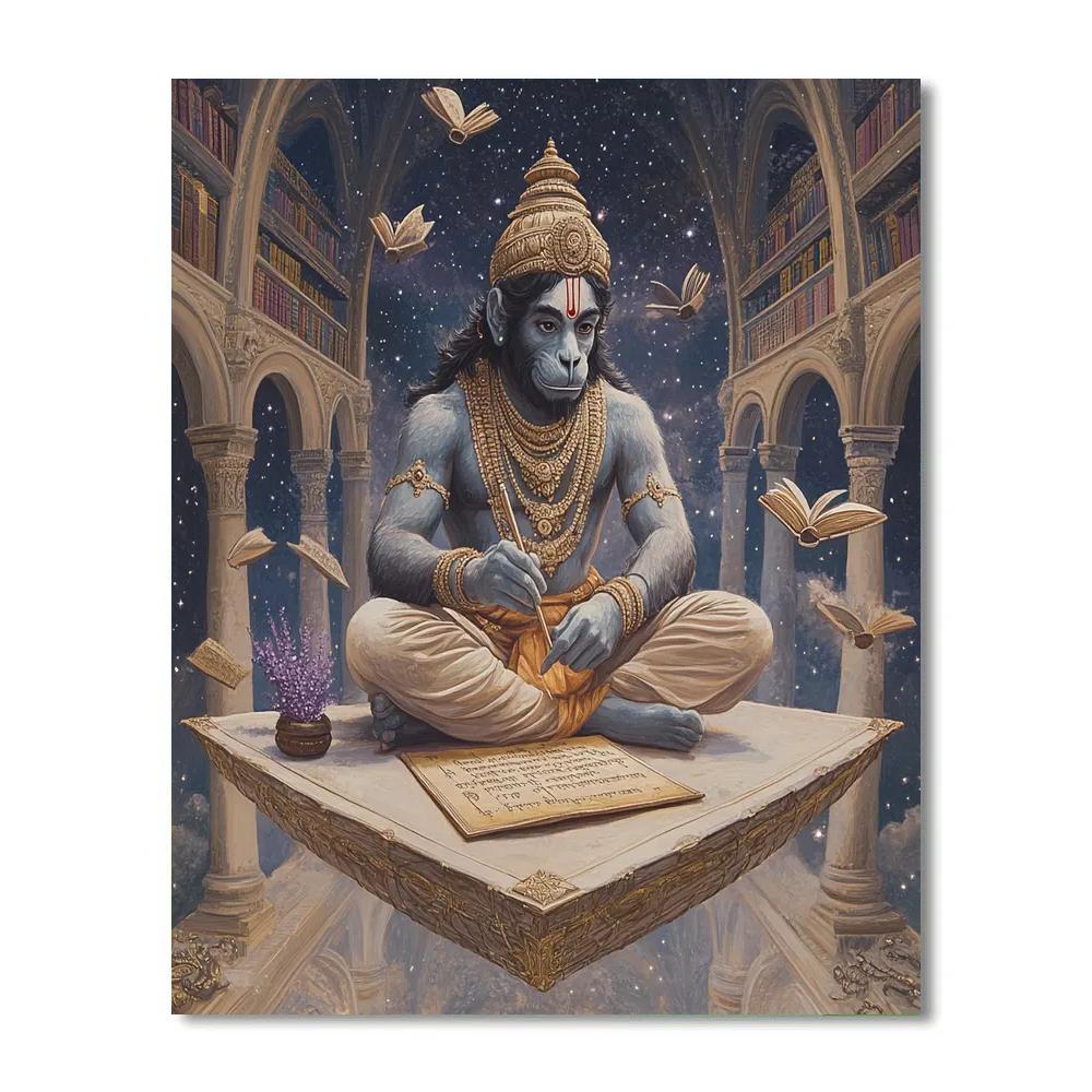 Hanuman Script Scholar In A Floating Library Painting by numbers kit
