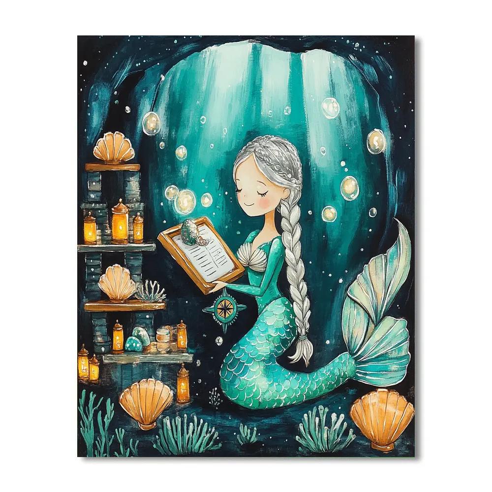 Mermaid Cartographer Of The Tidal Library paint by number
