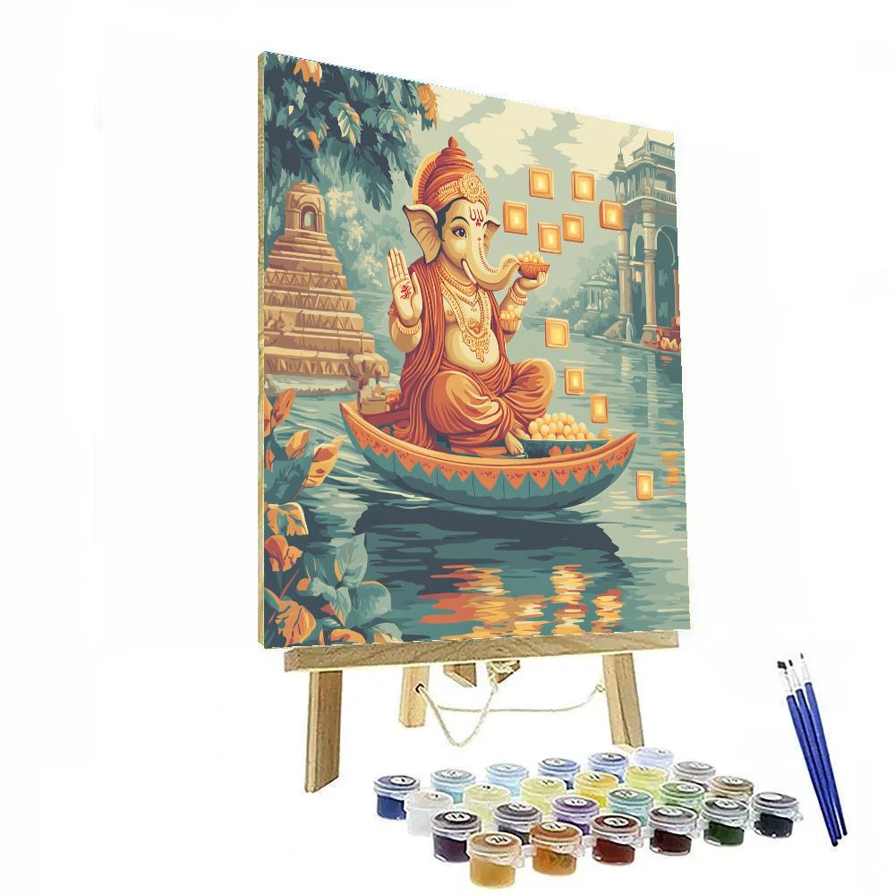 River Lantern Procession With Ganesha Number painting