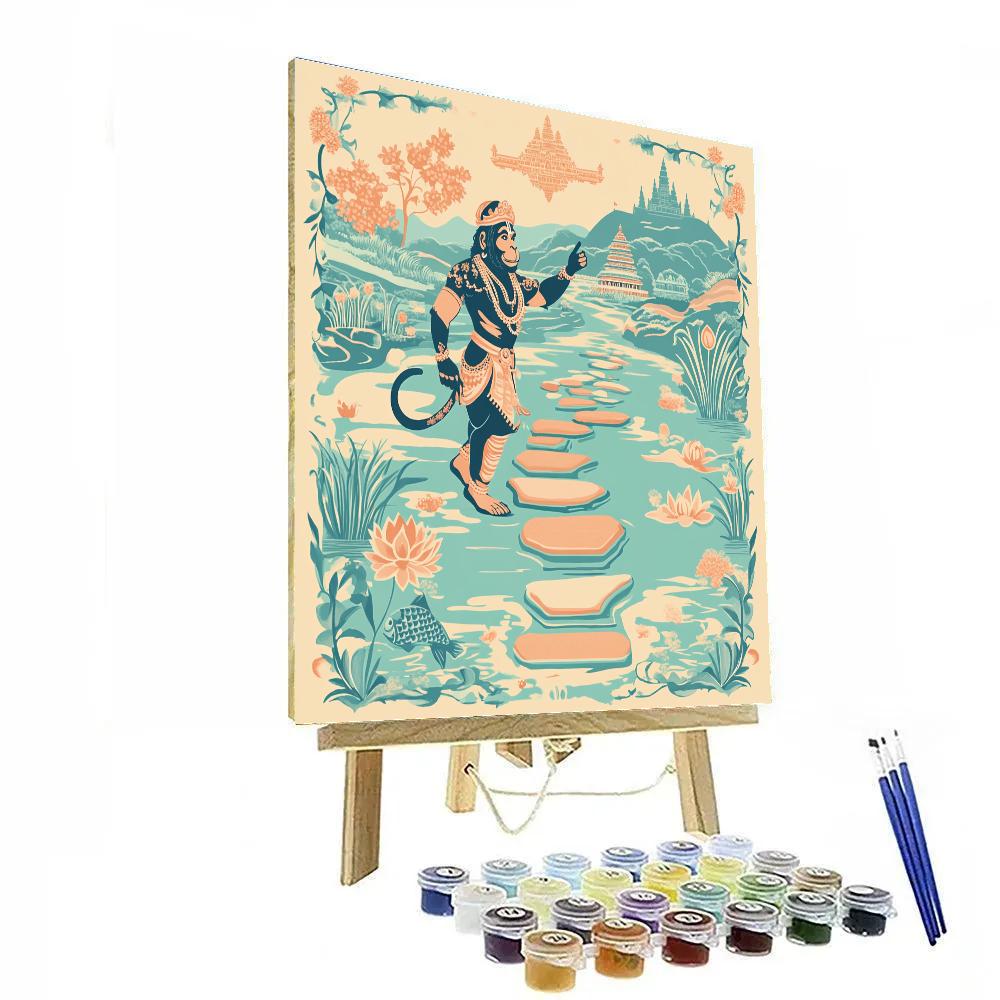 Hanuman River Stone Path Protector Number painting