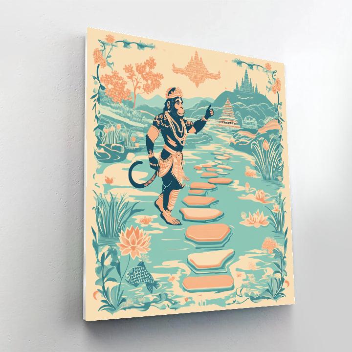 Hanuman River Stone Path Protector Number painting