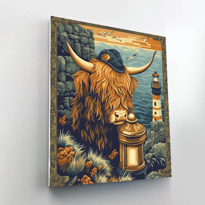 Highland Cow Lighthouse Keeper painting number kit
