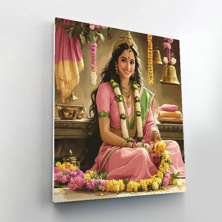Parvati Festival Garland Weaving Number painting