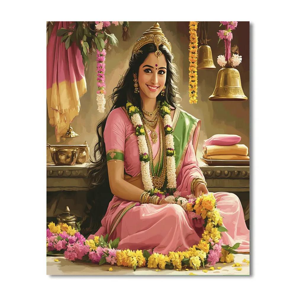 Parvati Festival Garland Weaving Number painting