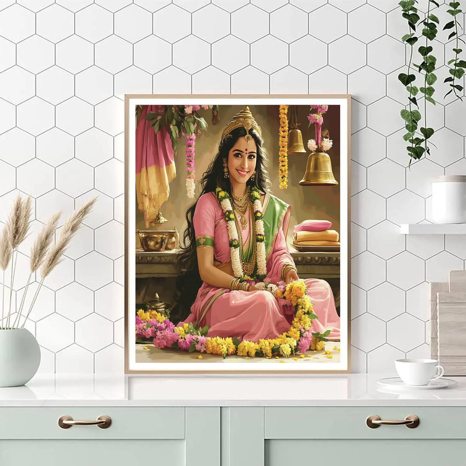Parvati Festival Garland Weaving Number painting
