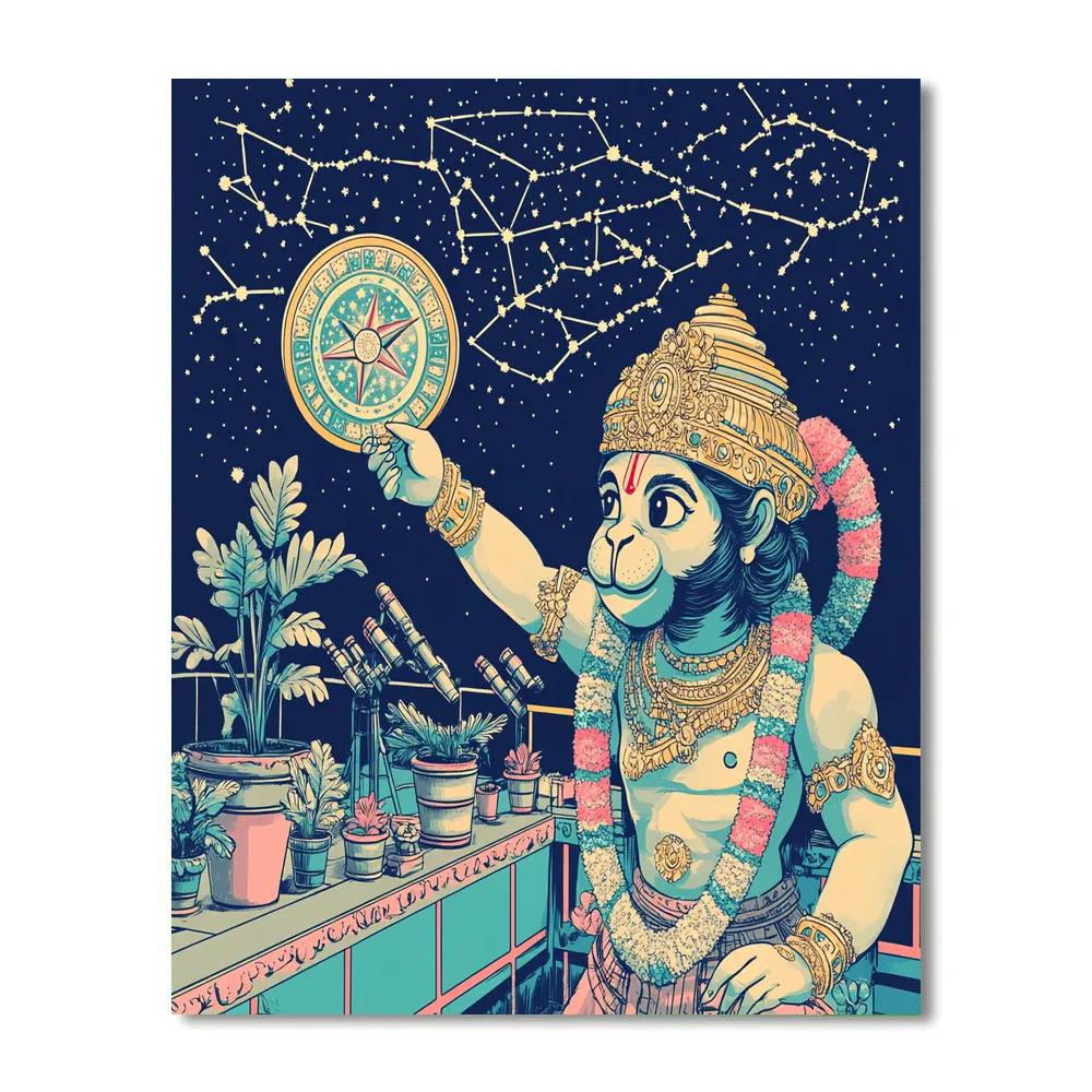 Hanuman Star Map Navigator At Rooftop Observatory Painting by numbers kit