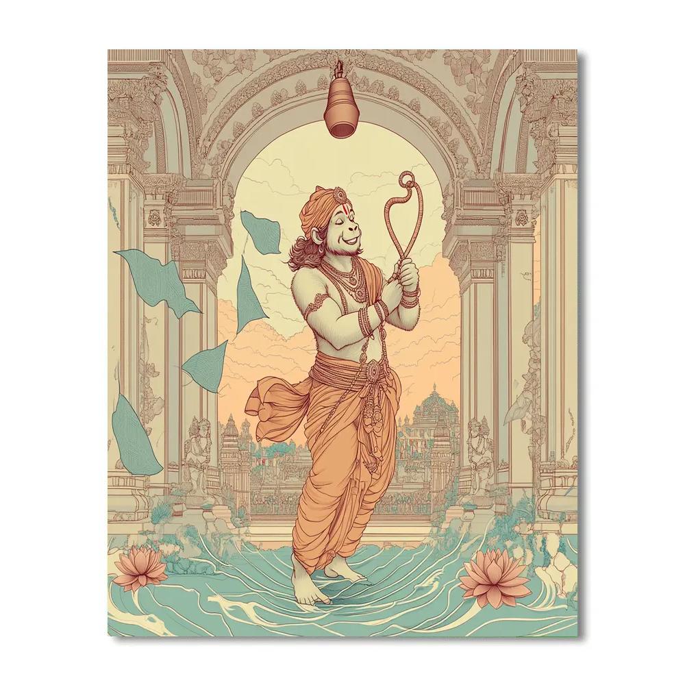 Hanuman Temple Bell Ringer At Dawn Number painting