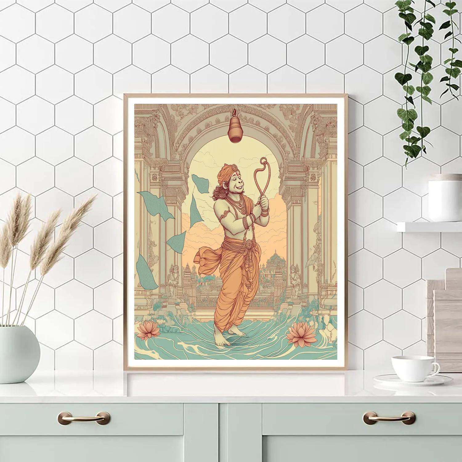 Hanuman Temple Bell Ringer At Dawn Number painting