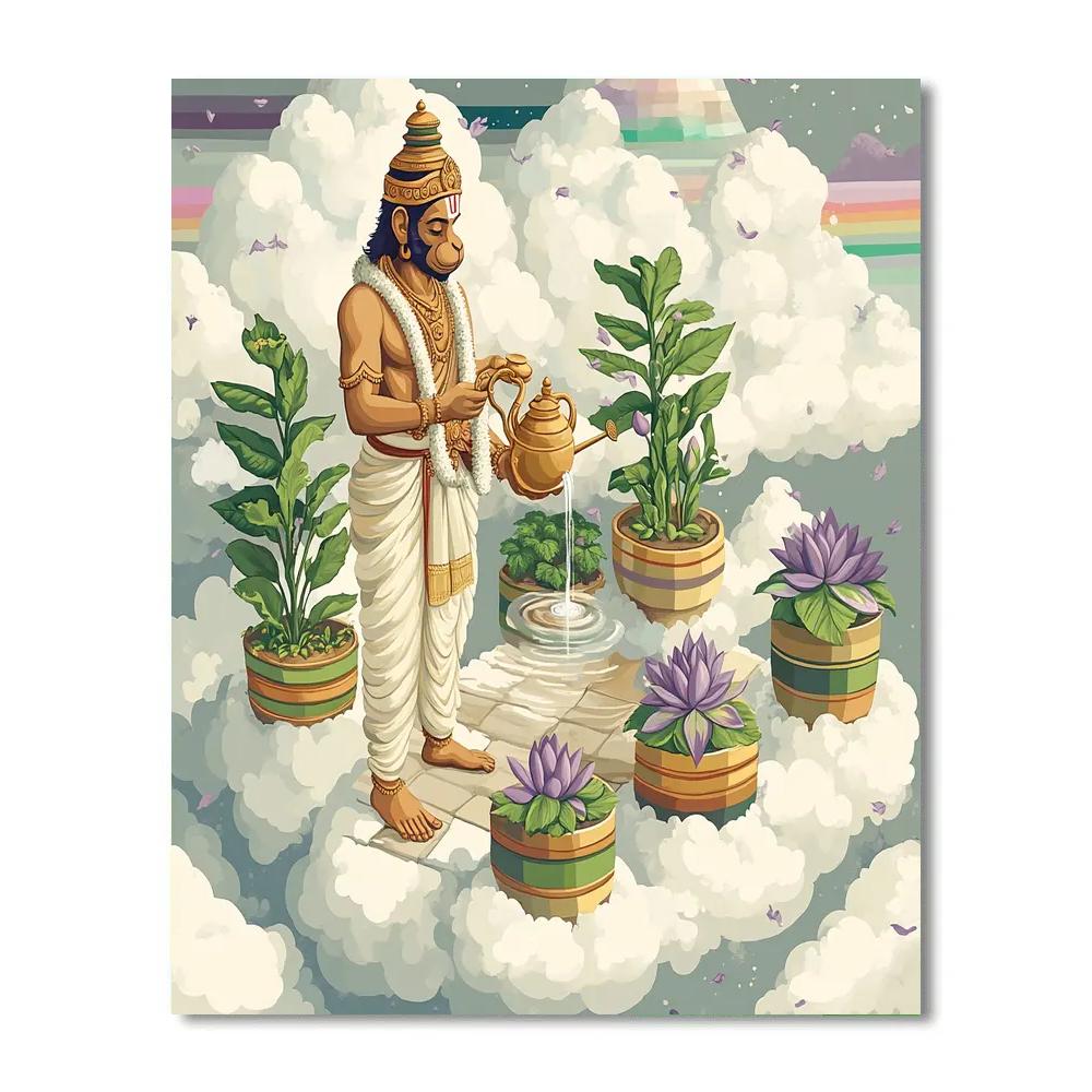 Hanuman Cloud Garden Watering Ritual paint by number
