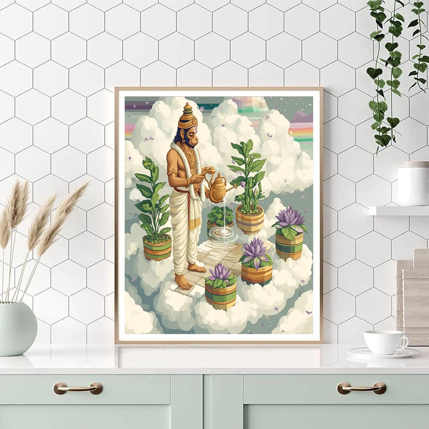 Hanuman Cloud Garden Watering Ritual paint by number