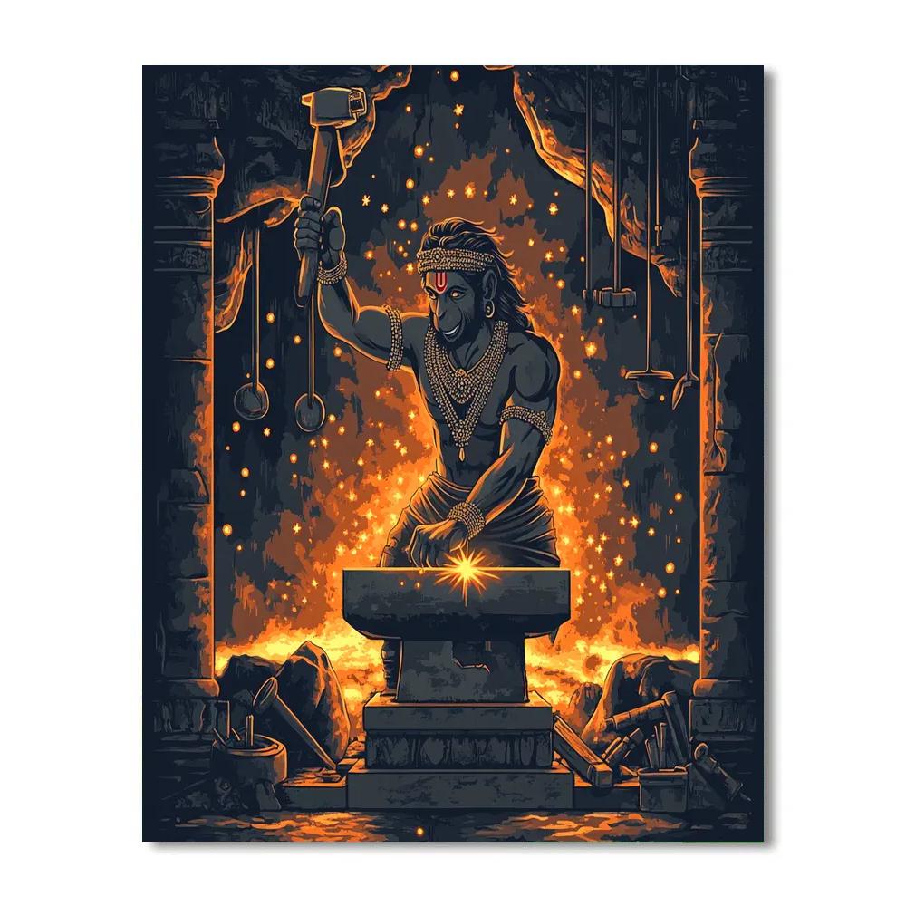 Hanuman Artisan Gada Forge In Volcanic Workshop DIY paint by numbers