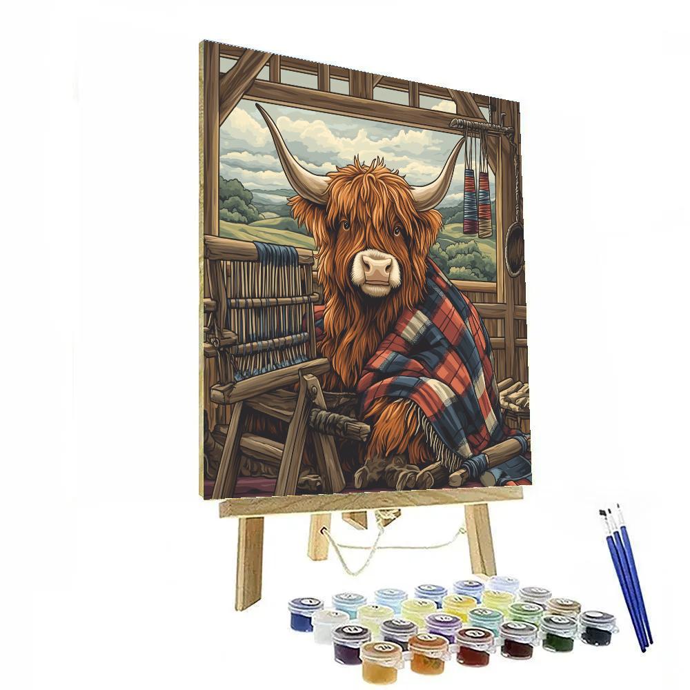 Tartan Weaver Highland Cow Workshop DIY paint by numbers