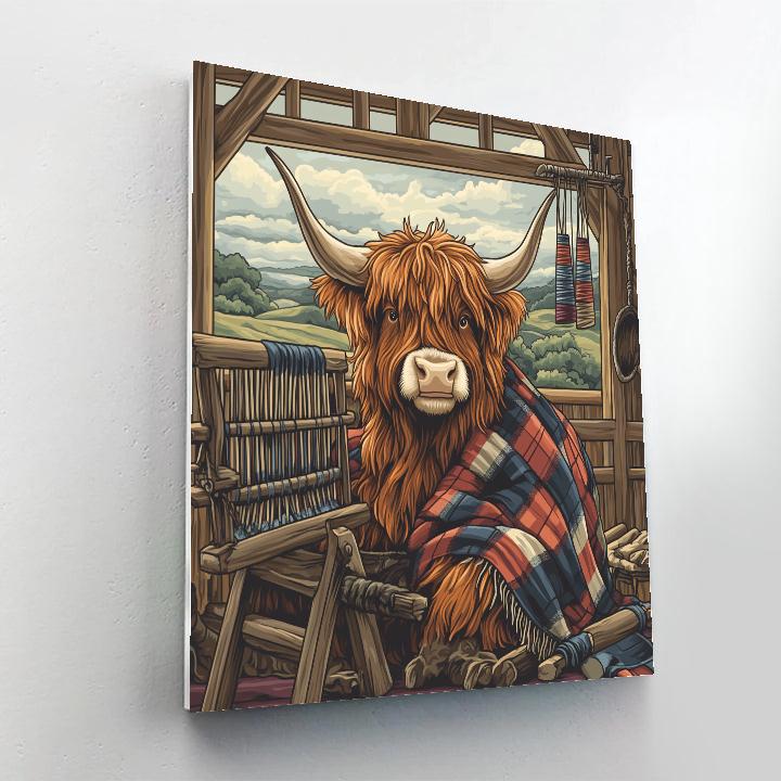Tartan Weaver Highland Cow Workshop DIY paint by numbers