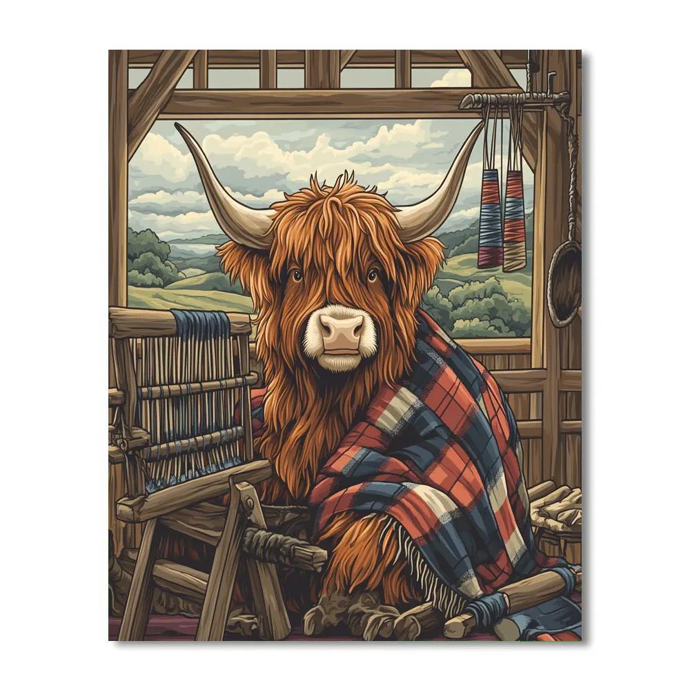 Tartan Weaver Highland Cow Workshop DIY paint by numbers