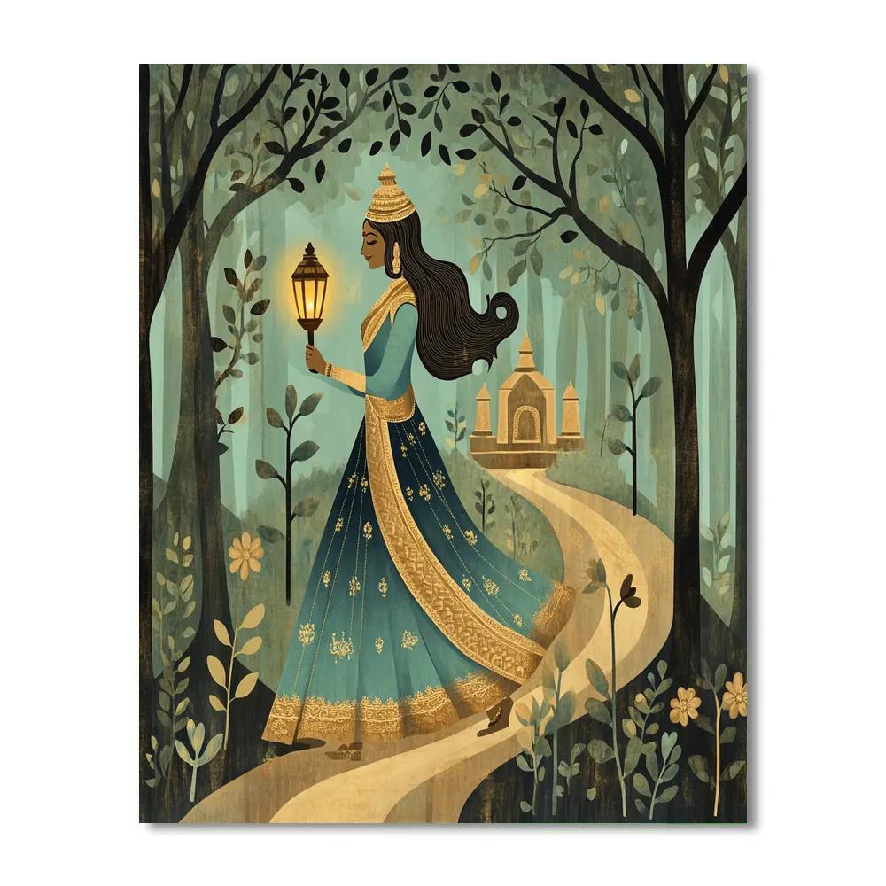 Parvati Forest Path Lantern Guide Paint by numbers art