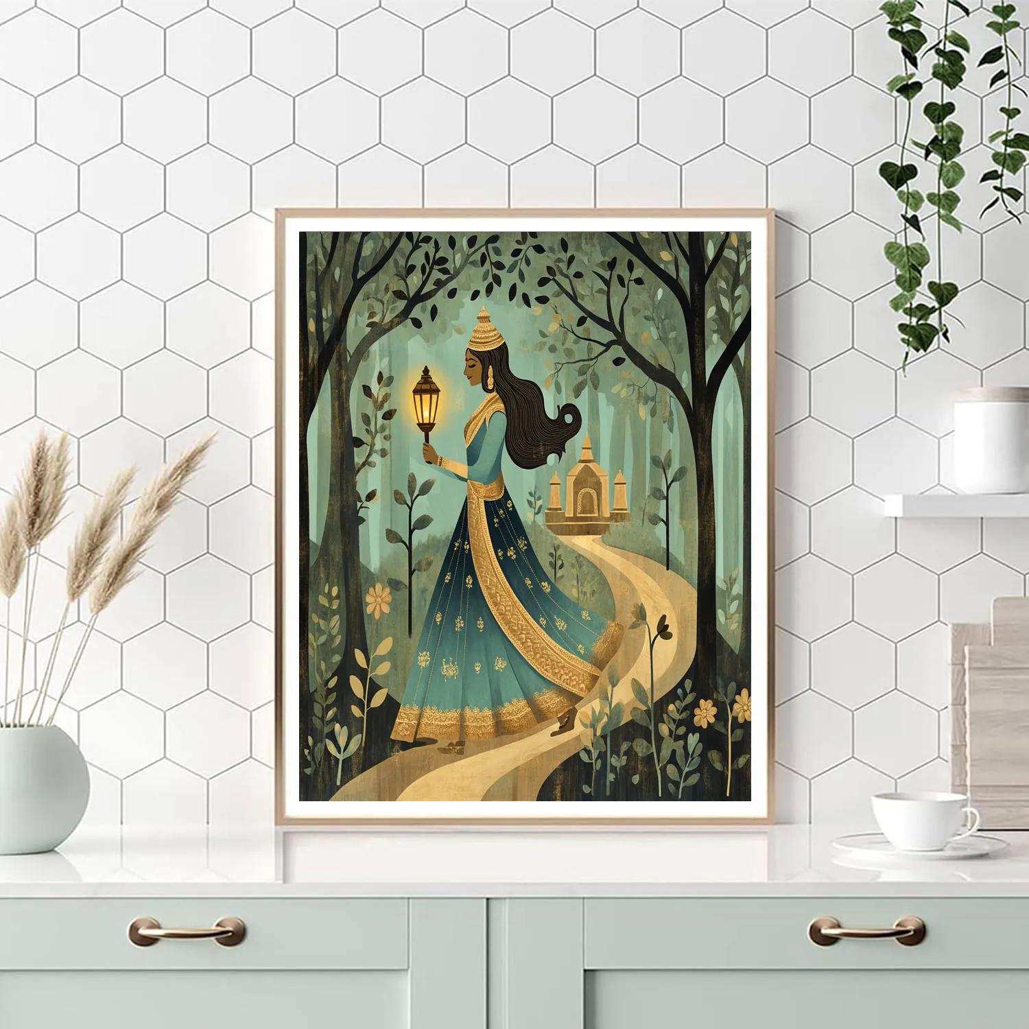 Parvati Forest Path Lantern Guide Paint by numbers art