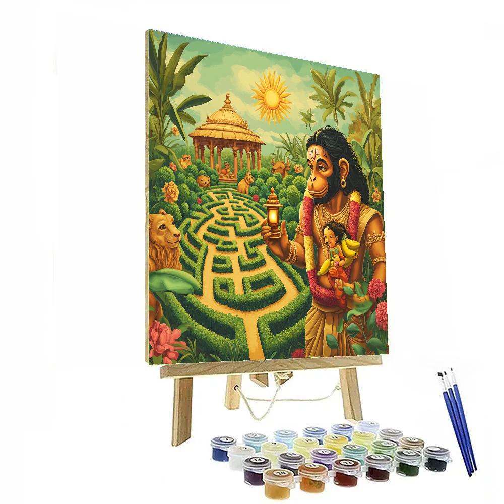 Garden Maze Quest With Hanuman Guide paint by numbers