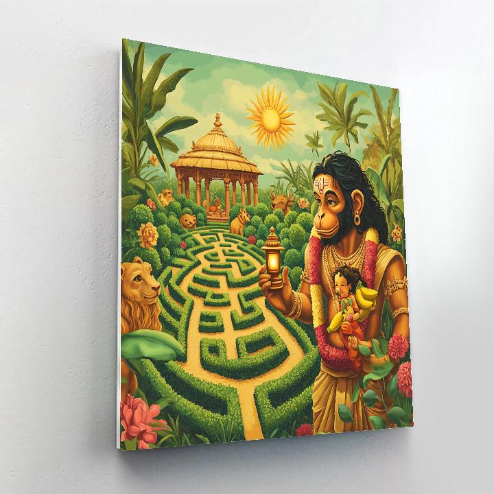 Garden Maze Quest With Hanuman Guide paint by numbers