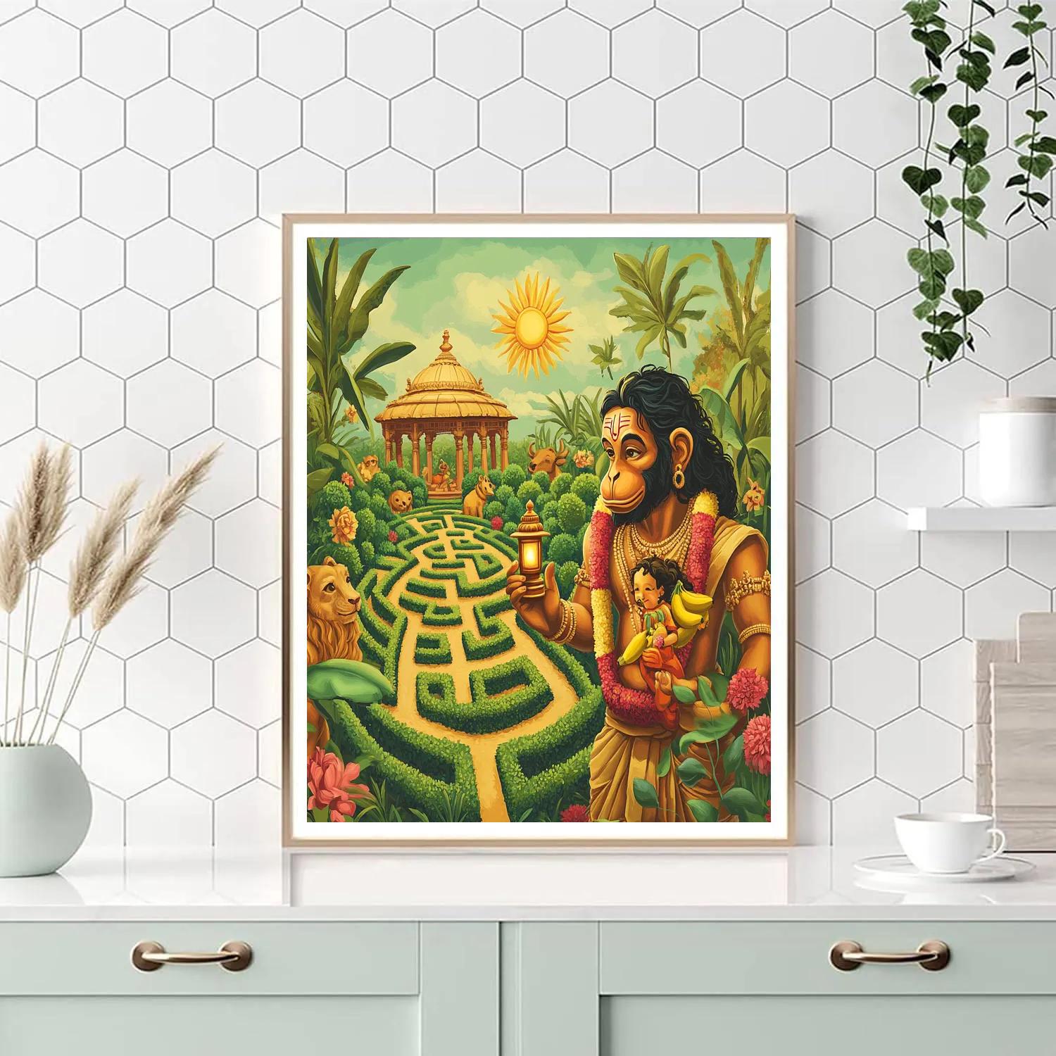 Garden Maze Quest With Hanuman Guide paint by numbers