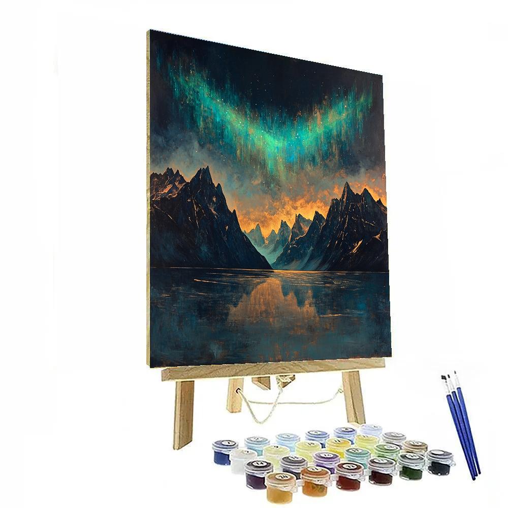 Frederick Varley Inspired Aurora Crown Over Silent Fjord painting number kit
