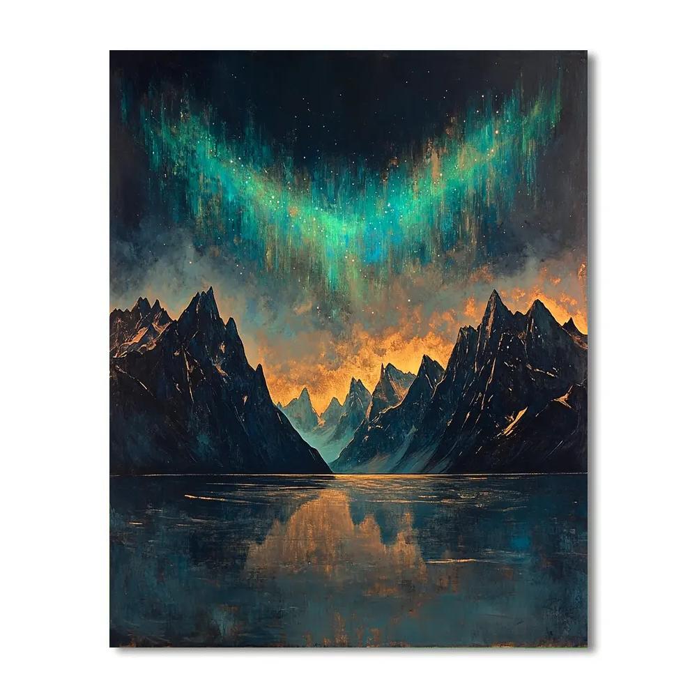 Frederick Varley Inspired Aurora Crown Over Silent Fjord painting number kit