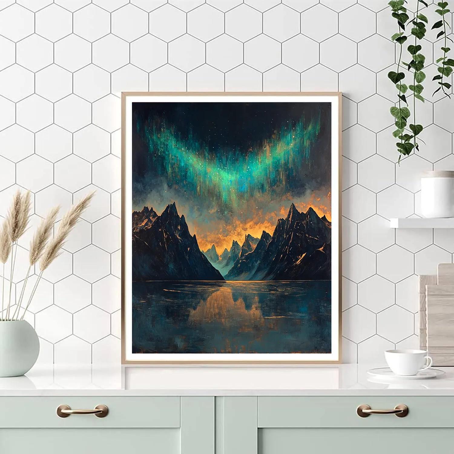 Frederick Varley Inspired Aurora Crown Over Silent Fjord painting number kit