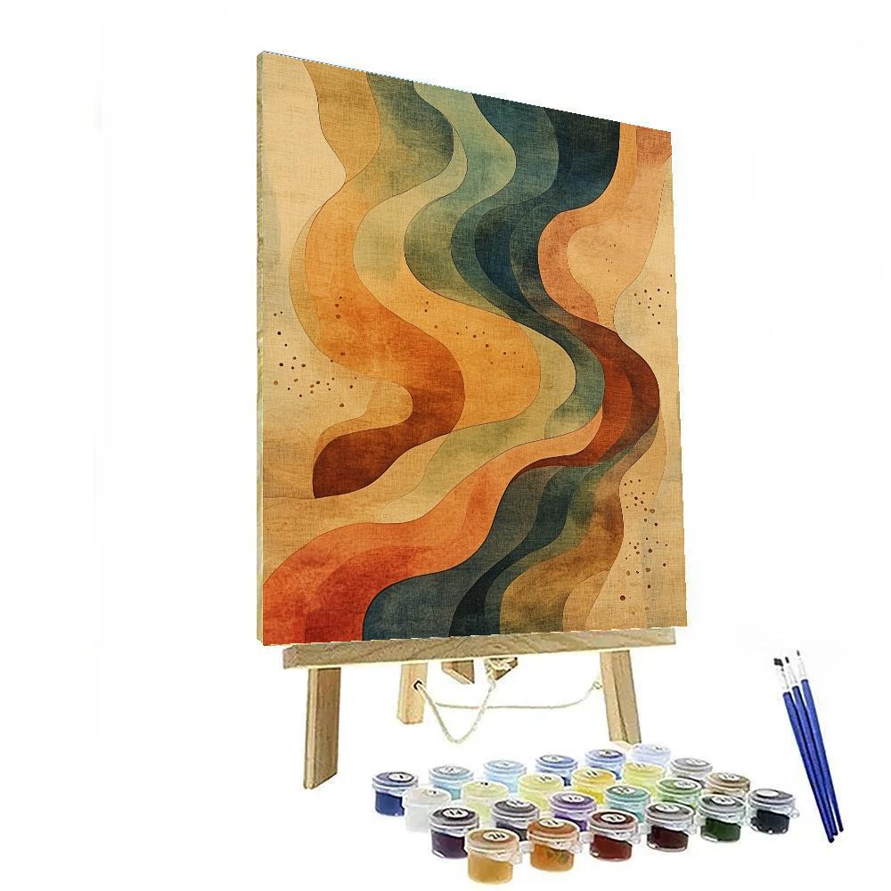 Nandalal Bose Inspired Monsoon Raga Of Abstract River Lines paint by number