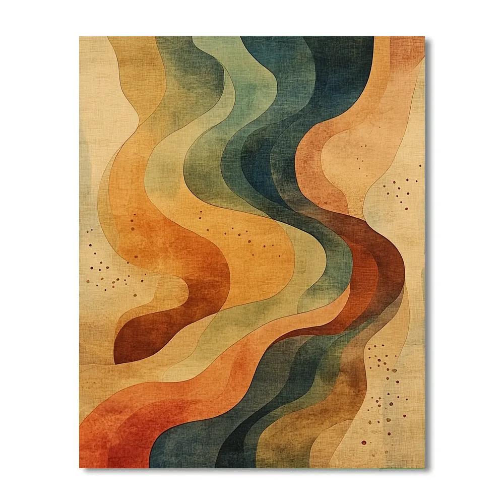 Nandalal Bose Inspired Monsoon Raga Of Abstract River Lines paint by number