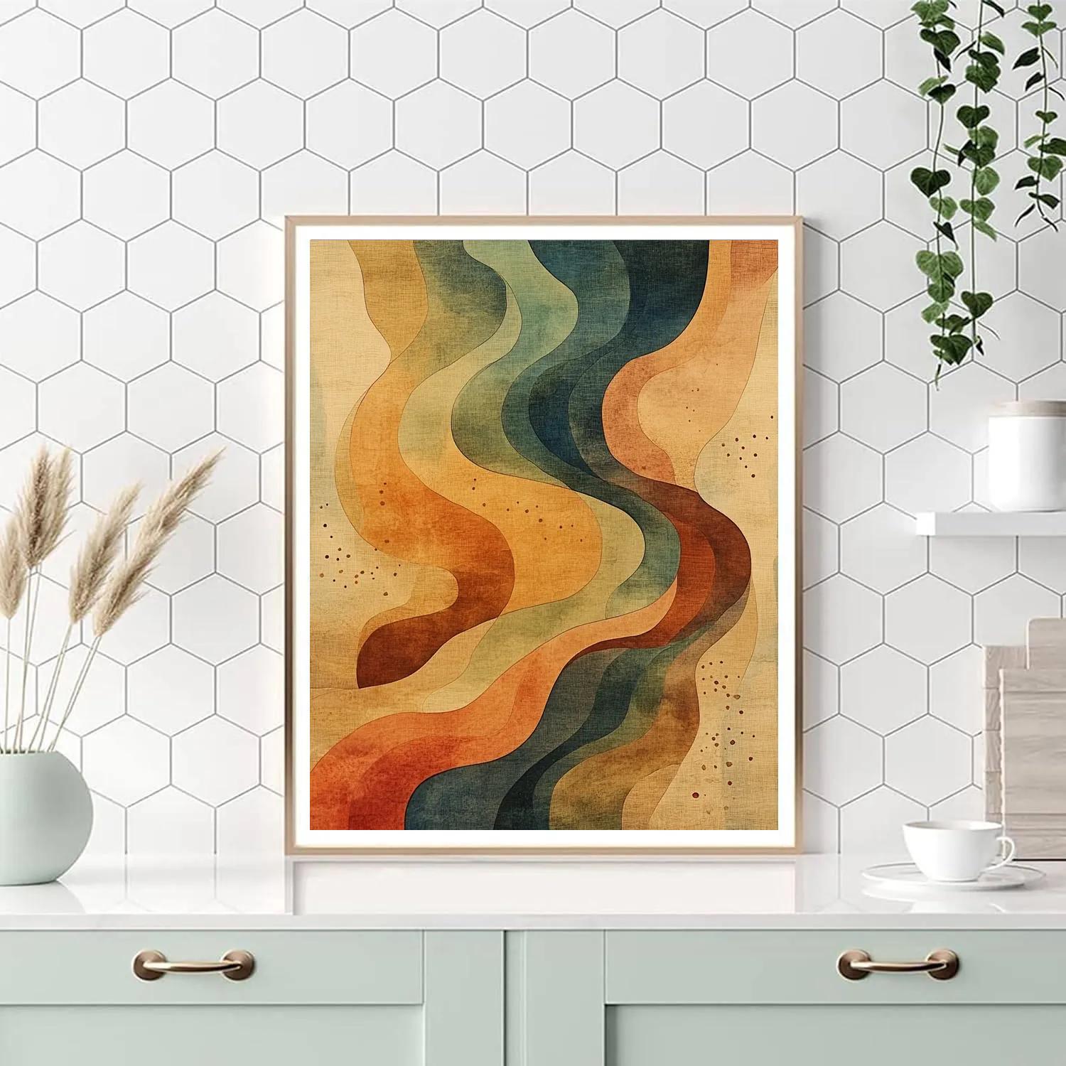 Nandalal Bose Inspired Monsoon Raga Of Abstract River Lines paint by number