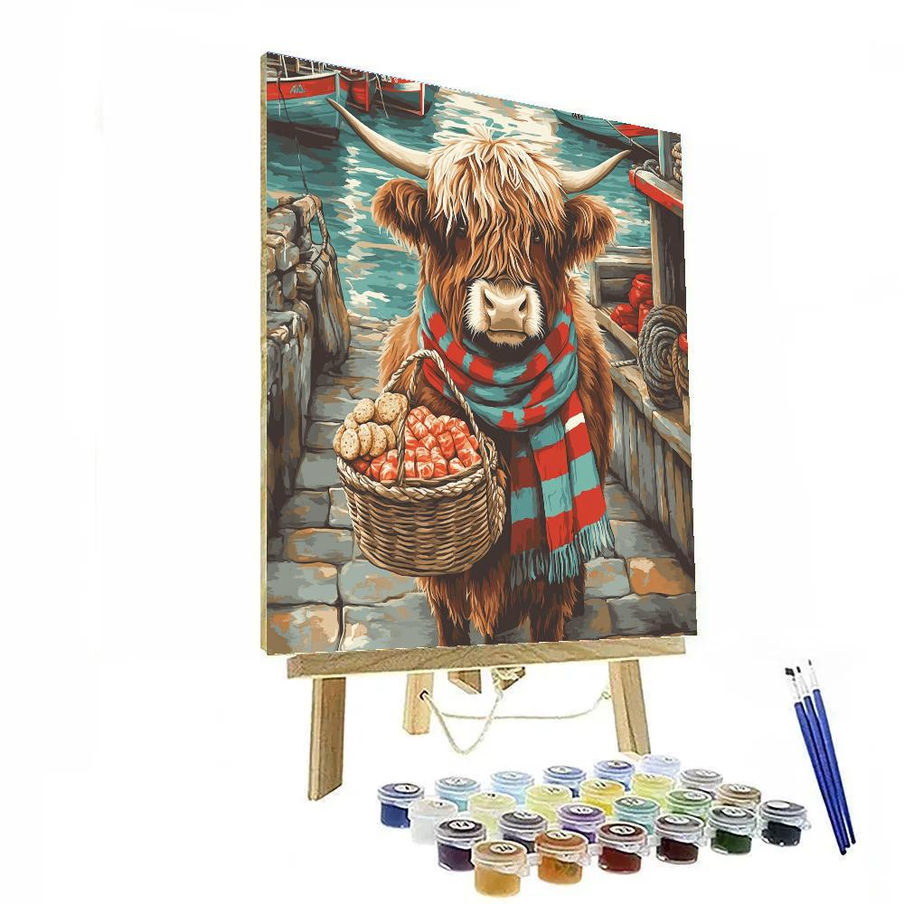 Highland Cow Harbor Market Helper paint by color