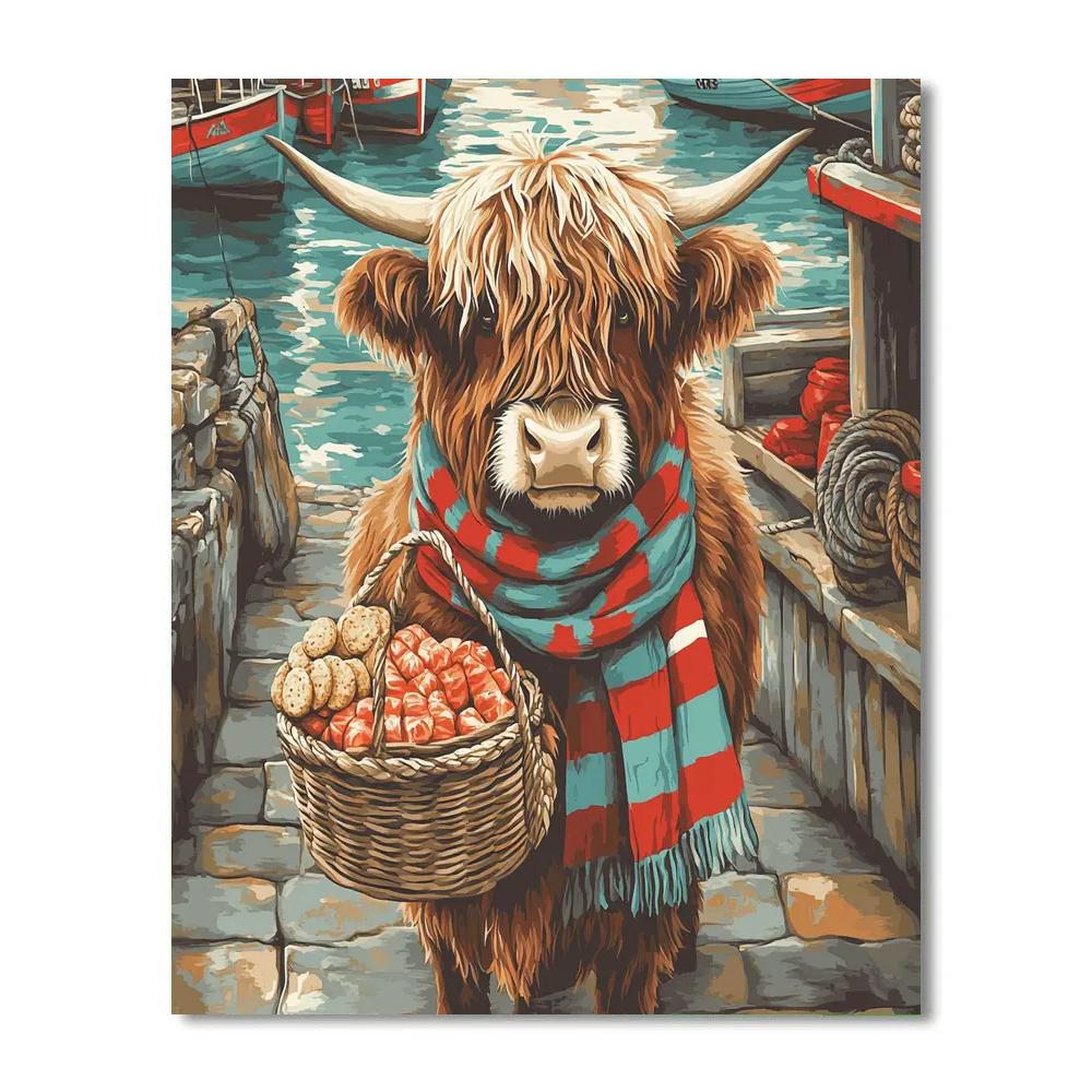 Highland Cow Harbor Market Helper paint by color