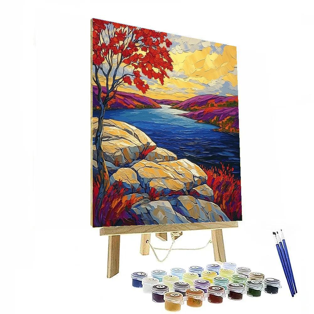 A.Y. Jackson Inspired Shield Granite Afterglow paint by numbers