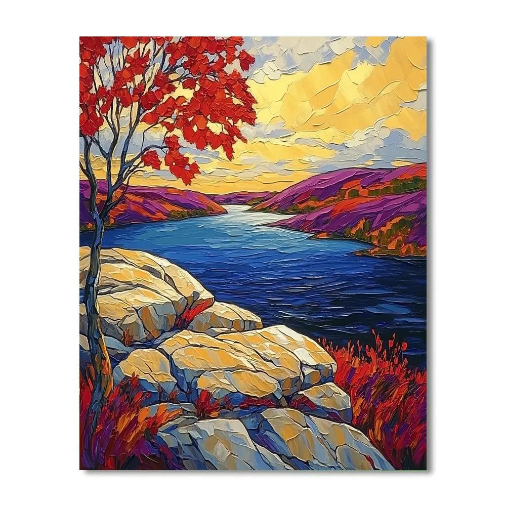 A.Y. Jackson Inspired Shield Granite Afterglow paint by numbers