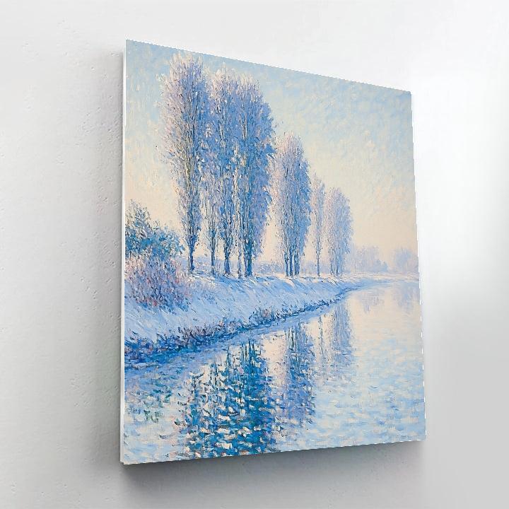 Claude Monet Inspired Frosted Poplars Along A Quiet Riverbend Paint by numbers art