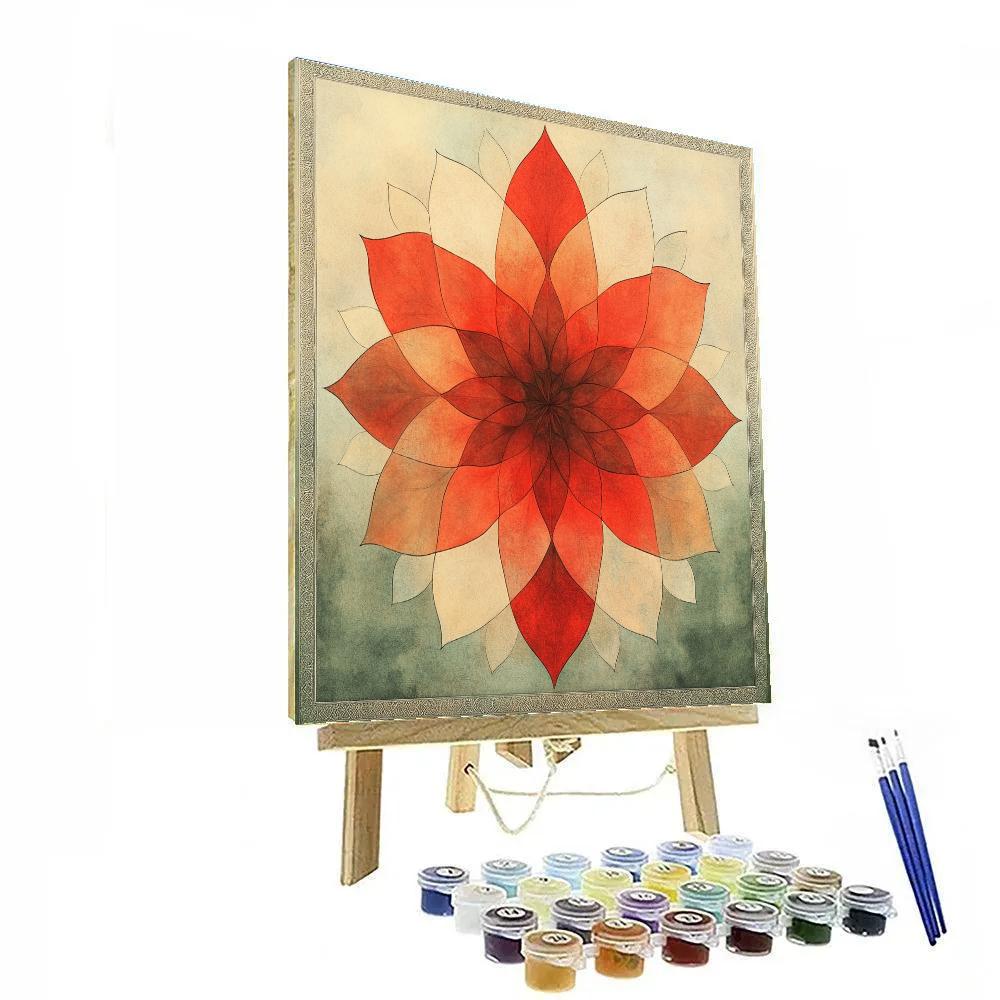 Nandalal Bose Inspired Cosmic Lotus Nebula Mandala paint by color