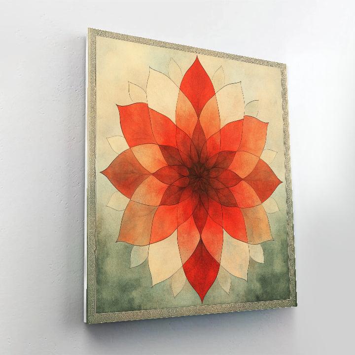 Nandalal Bose Inspired Cosmic Lotus Nebula Mandala paint by color