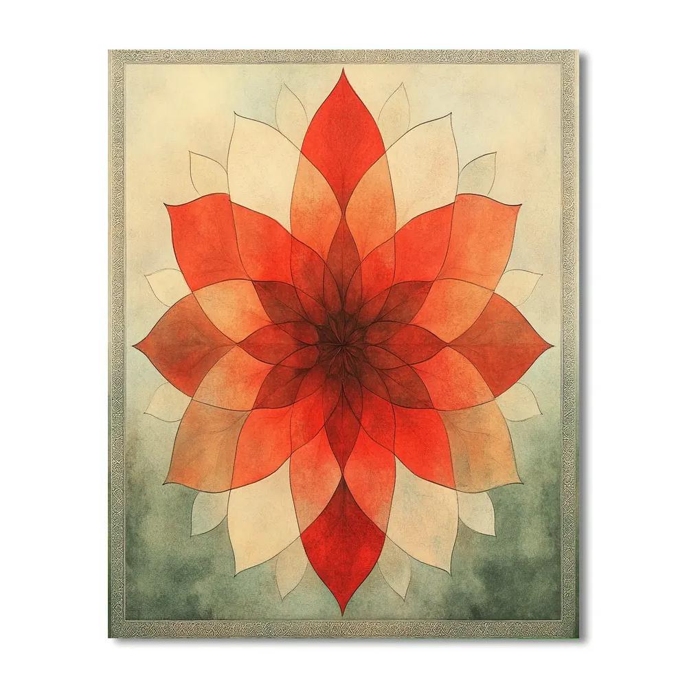 Nandalal Bose Inspired Cosmic Lotus Nebula Mandala paint by color