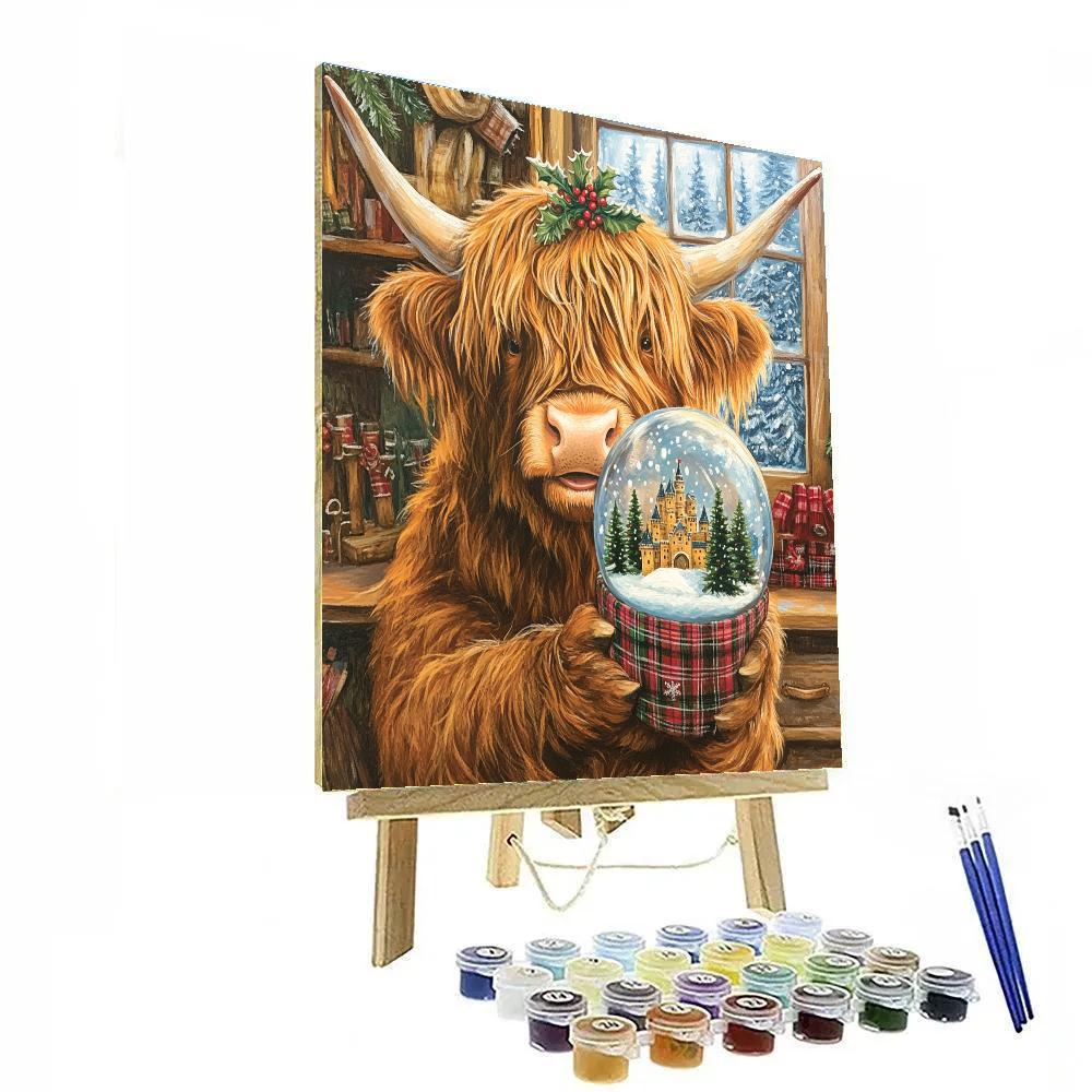 Highland Cow Snow Globe Artisan paint by number