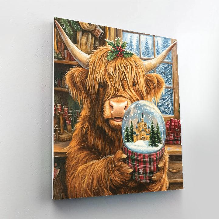Highland Cow Snow Globe Artisan paint by number